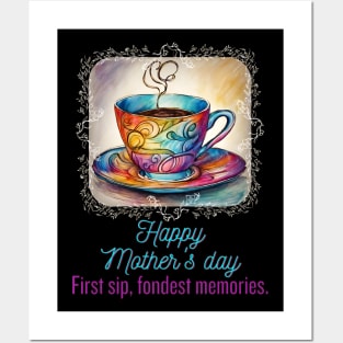 Happy Mother's day and The Connection with Coffee (Motivational and Inspirational Quote) Posters and Art